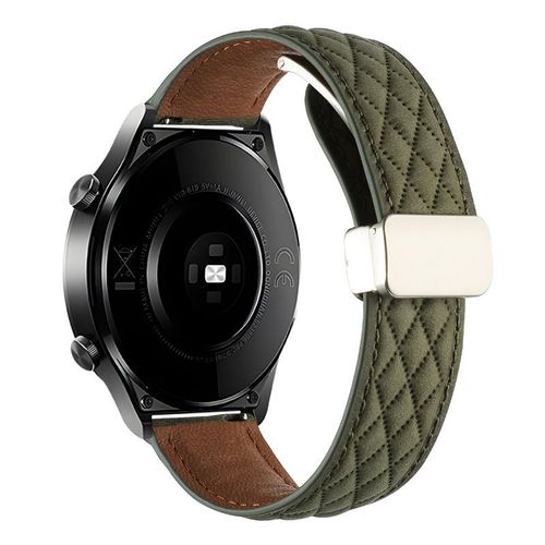 Bracelet En Cuir Magnétique Pour Montre Huawei Gt2 Gt5 Motif Diamant Bracelet En Cuir Huami Samsung Watch54-Crazy Horse Green - Huawei Gt5/Gt4/Gt3/Gt2/Gt - 46 Mm ¿22 Mm¿