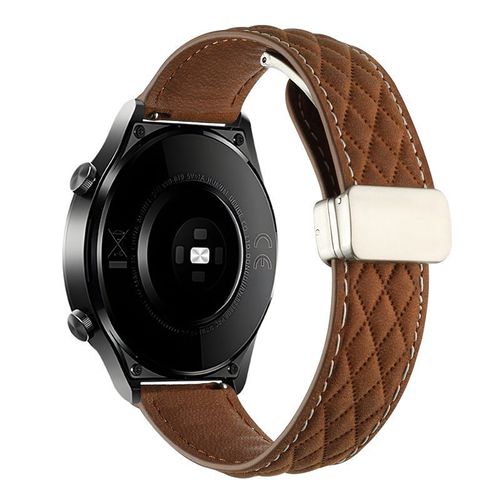 Bracelet En Cuir Magnétique Pour Montre Huawei Gt2 Gt5 Motif Diamant Bracelet En Cuir Huami Samsung Watch54-Crazy Horse Marron Foncé - Huawei Gt5/Gt4/Gt3/Gt2/Gt - 46 Mm ¿22 Mm¿