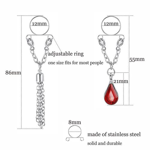 Ensemble De Bagues De Suspension Combinées, Faux Tétons, Bijoux En Acier Inoxydable, Goutte D'eau, Zircon-Ensemble De 8 Pièces