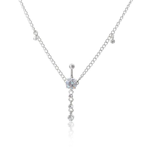 Bijoux Pendentif Zircon Chaîne De Taille Anneau De Nombril Boucle De Nombril-Lac Bleu