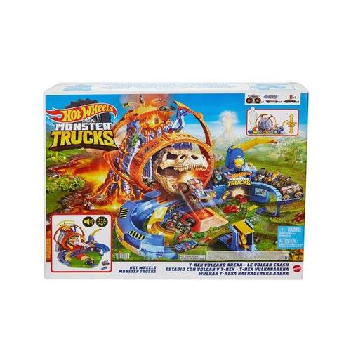 Circuit Hot Wheels Monster Trucks Volcan Crash Avec 2 Voitures Incluses