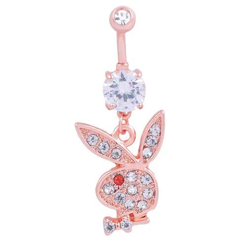 3pcs Piercing De Nombril Tête De Lapin Plaqué Or Avec Diamant-Or + Rouge
