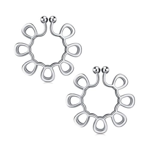 3pcs Pince À Tétons En Forme De Fleur Géométrique, Anneau De Faux Téton Non Perçant