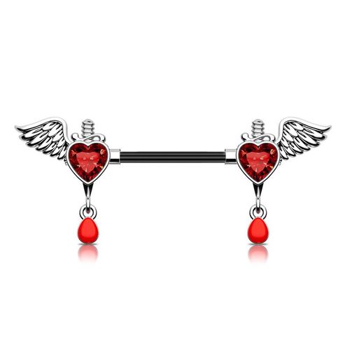 3pcs Anneau De Nez Chauve-Souris En Acier Inoxydable Halloween Amour Zircon Anneau De Nombril Anneau De Téton Clou De Sourcil Clou De Nez Boucle D'oreille Bijoux-Anneau De Mamelon À Aile (1,6 X 14)
