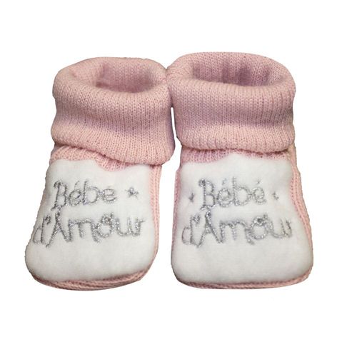 Chaussons Bébé "Bb D Amour" Rose Les Chatounets
