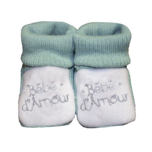 Chaussons Bébé "Bb D Amour" Sauge Les Chatounets