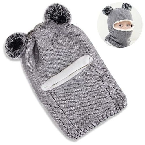 Bonnet Une Pièce En Laine Et Cachemire Pour Enfants De 2 À 7 Ans, Bonnet Tricoté Chaud Avec Écharpe, Disponible En Beige, Rose Et Gris