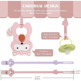 Lot De 2 Attaches-Tétines En Silicone Pour Garçons Et Filles ¿ Bleu Et Vert, Rose Et Violet, Qualité Alimentaire, Durables, Faciles À Utiliser, Design Universel