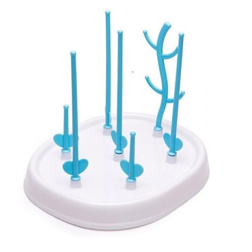 Séchoir À Biberons Pour Bébé - Pp De Qualité Alimentaire, Peut Contenir 4 Biberons, Design Compact, Facile À Nettoyer, Blanc Et Bleu