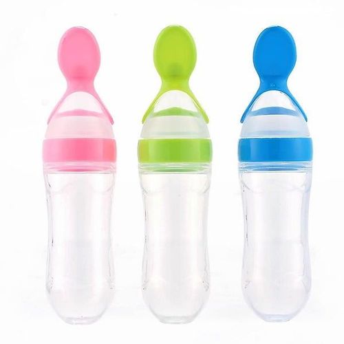 Biberons En Silicone Pour Bébé, Sans Bpa, Lot De 3 Avec Cuillère, Idéal Pour Les Aliments Solides, Facile À Nettoyer, Portable