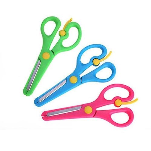 Ensemble De 3 Ciseaux De Sécurité Pour Enfants ¿ Plastique Et Acier Inoxydable, Bout Arrondi, À Partir De 1 An, Rose, Vert, Bleu, Longueur 13,4 Cm