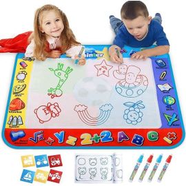Tapis De Dessin À L'eau Pour Enfants - Fournitures Artistiques Sans Dégâts, 4 Stylos Magiques, 6 Moules, Divertissement Éducatif Pour Les 2 À 5 Ans