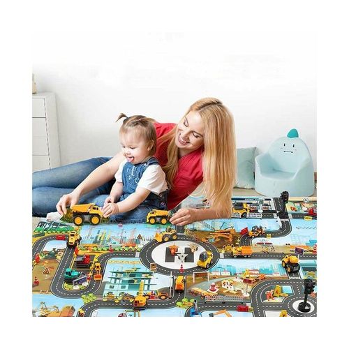 Tapis De Jeu Éducatif Pour Enfants City Road - Tapis De Jeu Pour Voiture, Tissu Non Tissé, 130 X 100 Cm, Résistant, Facile À Nettoyer