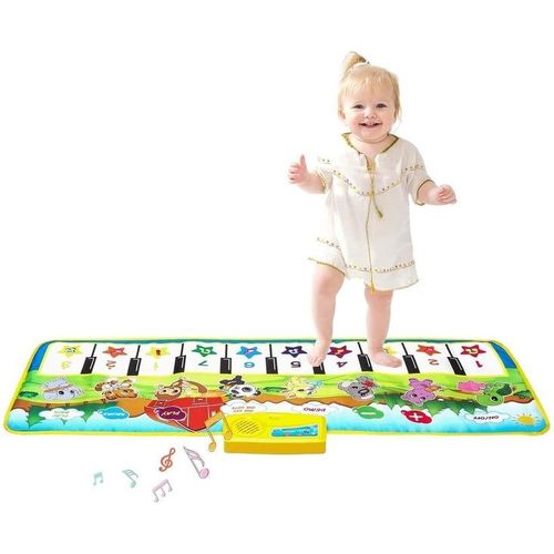 Tapis De Piano Pour Enfants 100 X 35 Cm ¿ Tapis De Danse Musical Pour Enfants De 3 À 6 Ans Avec 10 Touches, 8 Instruments, Enregistrement Et Lecture