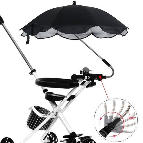 Parasol Bébé Pour Poussettes Et Landaus - Réglable, Pliable, Diamètre 65 Cm, Construction En Acier Et Tissu
