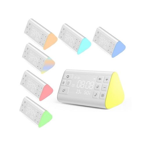 Machine À Bruit Blanc Avec 19 Sons, Veilleuse Colorée, Réveil, Moniteur De Température Et D'humidité, Design Portable