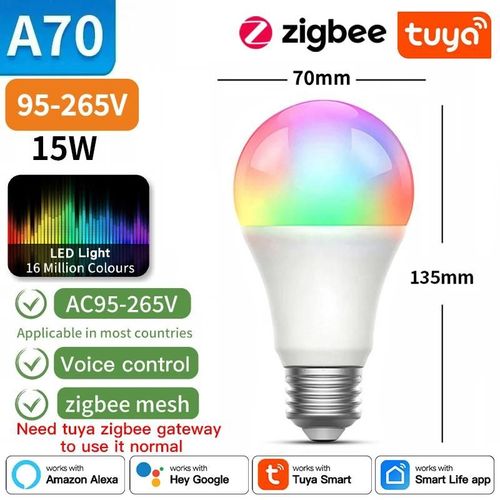 Ampoule Led Tuya, Bluetooth, Wifi, Zigbee, Lumière À Intensité Variable, 2700-6500k Rvb, Smart Life Andrea, Voix Avec Alexa Google Home-1 Piece Pack-15w Zigbee 95-265v