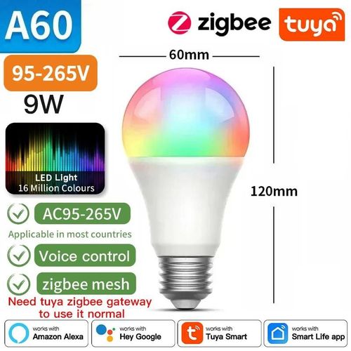 Ampoule Led Tuya, Bluetooth, Wifi, Zigbee, Lumière À Intensité Variable, 2700-6500k Rvb, Smart Life Andrea, Voix Avec Alexa Google Home-1 Piece Pack-9w Zigbee 95-265v