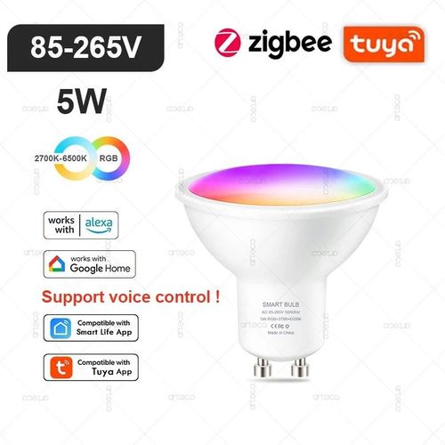 Ampoule Led Intelligente À Intensité Variable E14, Ampoule Gu10, Wifi, Zigbee, Bluetooth, 2700-6500k, Rvb, Fonctionne Avec Alexa, Amazon, Google-1pcs Bulb-Zigbee Gu10 85-265v