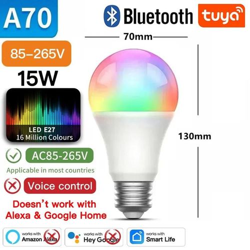 Ampoule Led Tuya, Bluetooth, Wifi, Zigbee, Lumière À Intensité Variable, 2700-6500k Rvb, Smart Life Andrea, Voix Avec Alexa Google Home-3 Piece Pack-15w Bluetooth 85-265