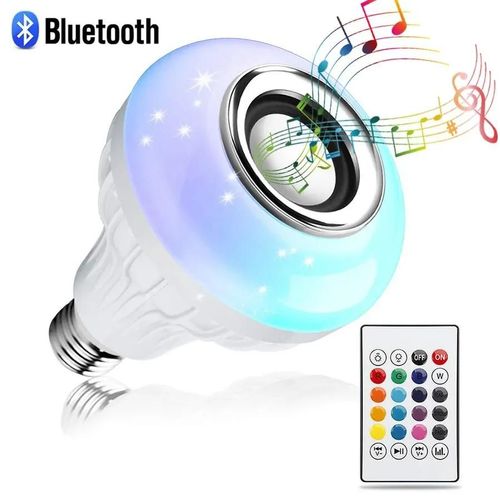 Ampoule De Musique Avec Haut-Parleur Bluetooth E27, 12w, Télécommande Rgb, 85-265v, Pour Chambre À Coucher, Décoration De Maison, Lampe Rgb À Couleur Changeante-Bluetooth Music Bulb