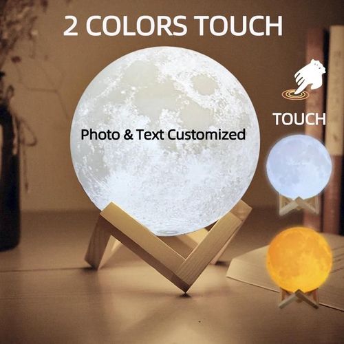 Lampe Lunaire Personnalisée Avec Impression 3d, Texte Photo Personnalisé, Veilleuse, Rechargeable Par Usb, Anniversaire, Fête Des Mères, Cadeau Lunaire De Saint-Valentin-23cm-2 Colors