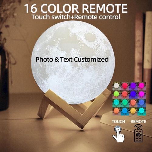 Lampe Lunaire Personnalisée Avec Impression 3d, Texte Photo Personnalisé, Veilleuse, Rechargeable Par Usb, Anniversaire, Fête Des Mères, Cadeau Lunaire De Saint-Valentin-8cm-16 Colors