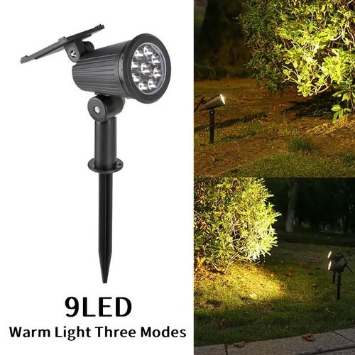 Projecteurs Solaires Étanches Avec Contrôle De La Lumière Extérieure, Lampe De Pelouse Montée Au Sol, Pour Paysage, Cour, Jardin, Décoration D'arbre, 9 Immeubles-0-5w-Warm Light