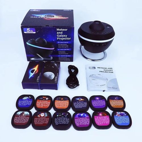 Projecteur D'étoiles Galaxy 12 En 1 Avec Météore, Veilleuse Ultra Claire, Boule Spatiale Lointaine, Planétarium, Lumières Pour Enfants G-Black