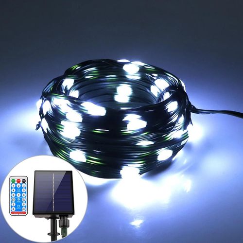 Guirlande Solaire Led En Cuir, 100m, Lumières De Noël, Étanche, Pour L'extérieur, Lampe Solaire Haute Puissance Pour Décoration De Jardin-30m 300led-White