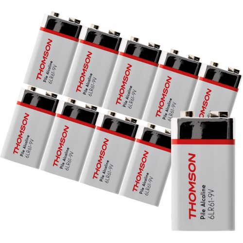 Lot de 10 piles alcaline 6LR61 9V - Thomson