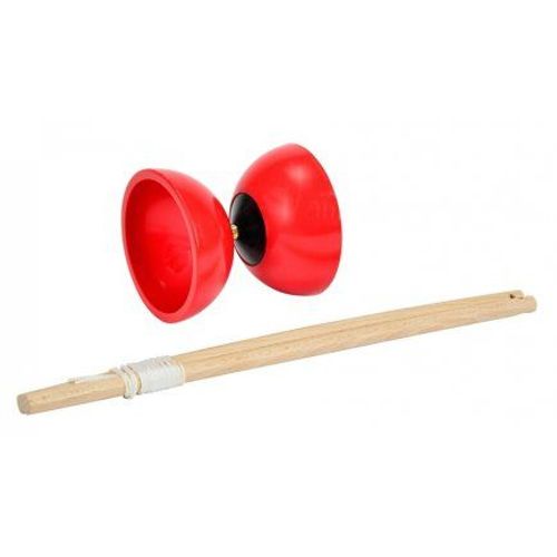Diabolo Enfant Avec Baguettes En Bois, Axe Metal - Jonglage, Cirque - Coloris Aleatoire - Plein Air, Exterieur - Set Jeu Adresse Et Carte