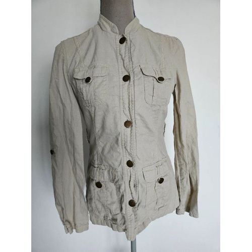 Superbe Veste En Lin Et Coton Cache Cache Beige Femme Taille 1 Soit 36 S Légère