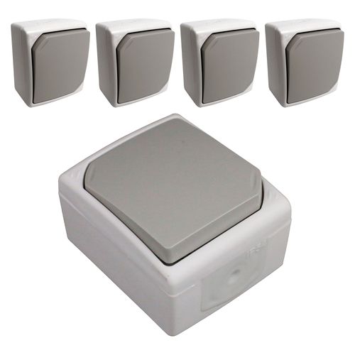 Lot de 5 boutons poussoirs - Gris Clair - IP54 - Nano - Zenitech