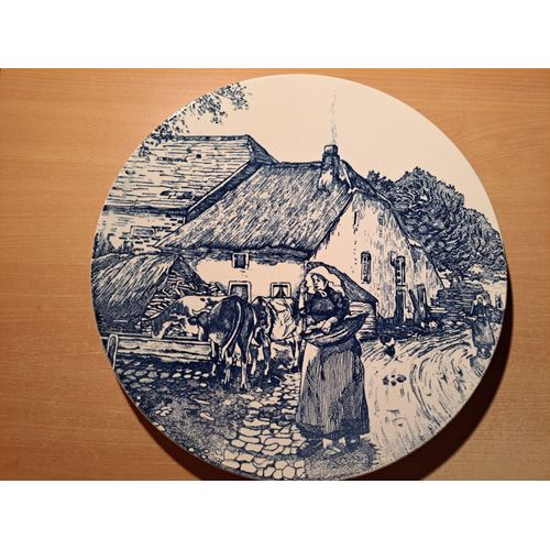 Grande assiette campagnarde décorative en céramique