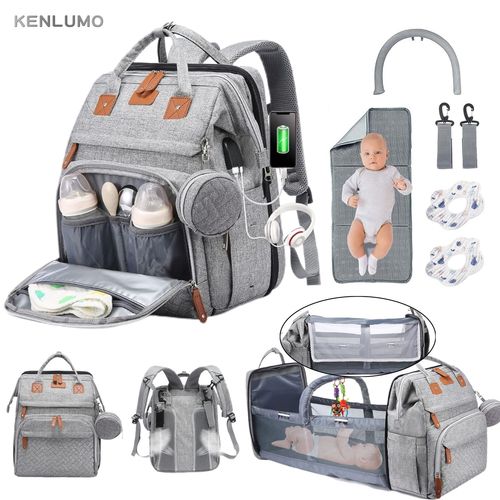 Sac À Dos À Langer Avec Matelas À Langer Pour Bébé – Grande Capacité Sac À Couches Multifonction Imperméable Sac De Voyage Avec