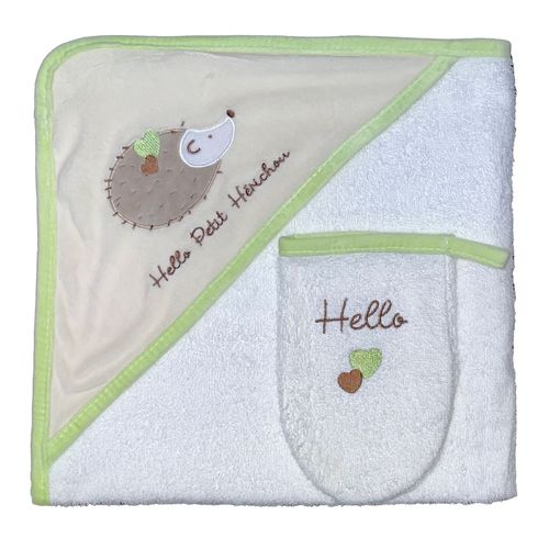 Sortie De Bain + Gant Bébé "Herichou" Les Chatounets