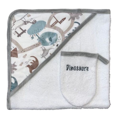 Sortie De Bain + Gant Bébé "Dino" Les Chatounets