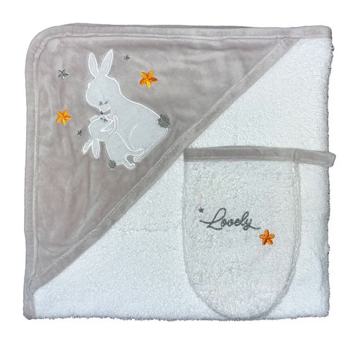 Sortie De Bain + Gant Bébé "Lapinou" Les Chatounets