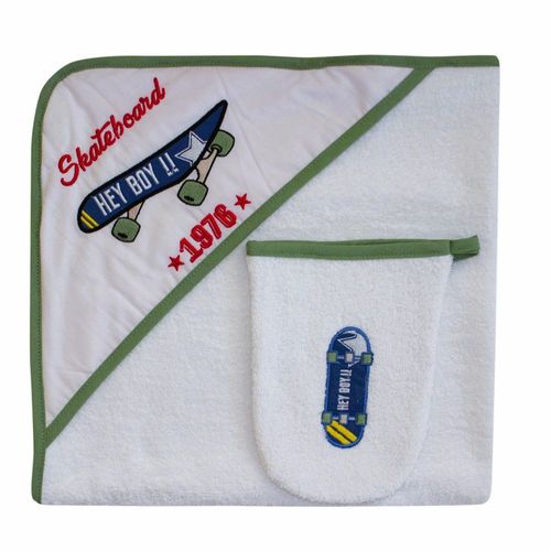 Sortie De Bain + Gant Bébé "Skate" Les Chatounets