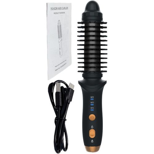 Brosse De Curling Rechargeable,Curling Des Cheveux Chauffés Électriques,Brosse À Chaleur Rapide,Rechargeable,Portable,Léger,22,5X4.4X4,2 Cm,Parfait Pour Les Femmes Et Les Filles Salon