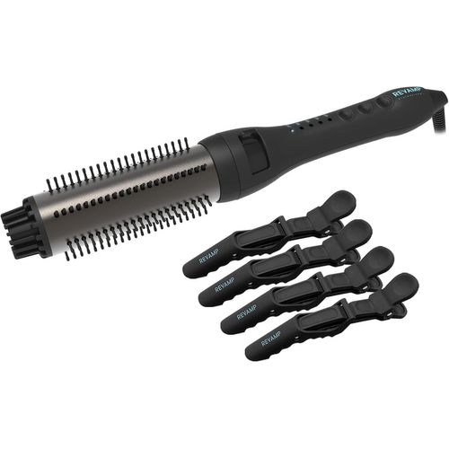 Progloss Perfect Finish Brosse Chauffante Volume + 4 Pinces À Cheveux,Boucles Et Ondulations 38Mm-Brosse À Cheveux Chauffante Pour Brushing Infusée De Kératine,D¿Huile De Coco Et D¿Argan
