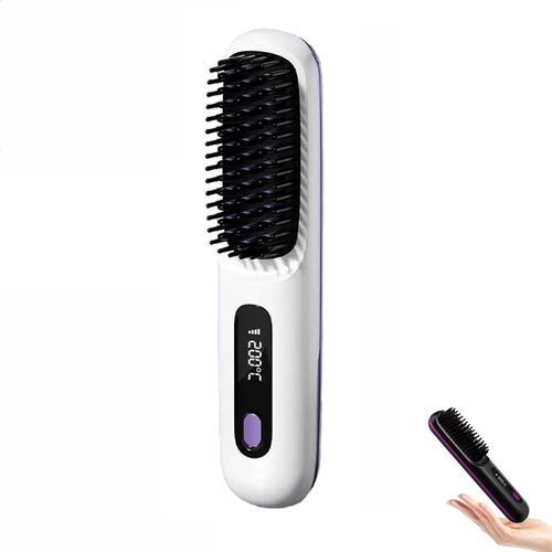 Bellabrush Pro Hair Brush,Bella Brush Pro,Brosse Thermique Bellabrush,Brosse Lissante Sans Fil Bellabrush Pro Ionique Portable Pour Tous Types De Cheveux(White)
