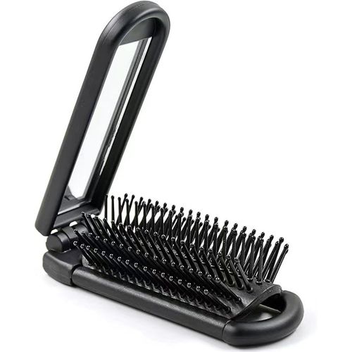 Brosse À Cheveux De Voyage,Mini Brosse À Cheveux Avec Miroir,Brosse À Cheveux Compacte,Brosse Humide,Brosse À Cheveux De Poche,Peigne De Voyage Pour Femmes Et Hommes(Noir)