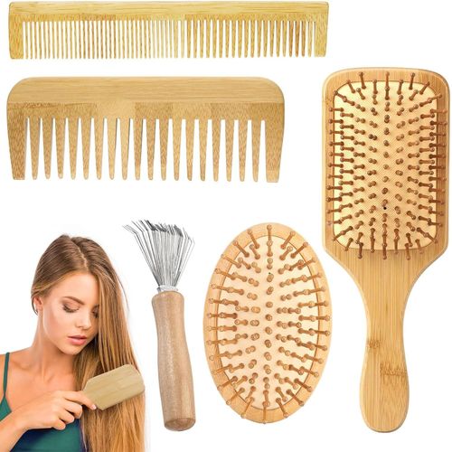 Ensemble De Brosses À Cheveux Spazzola Capelli-Kit De Peignes Professionnels En Bambou Naturel Pour Hommes Et Femmes