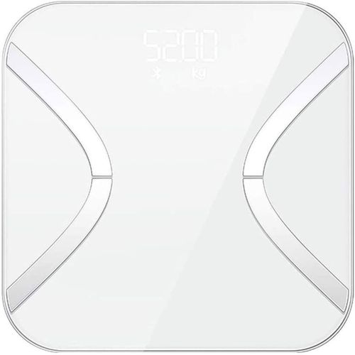 Échelle De Graisse Corporelle Smart Bmi Échelle De Salle De Bains Numérique Balance De Poids Sans Fil,Analyseur De Composition Corporelle Avec Application Smartphone Sync,300 Lb-Blanc