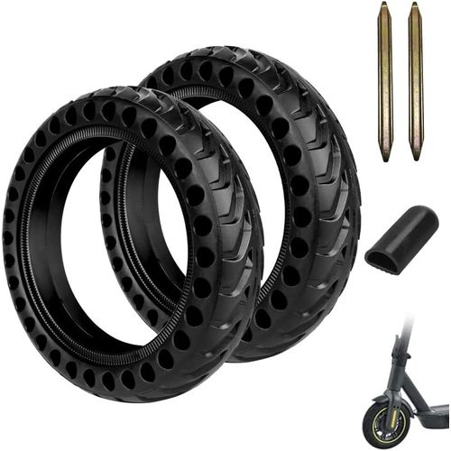 Pneu Plein Xiaomi M365/Pro/Pro2/1s/Essential/3 Trottinette Electrique,Anti Crevaison Anti Dérapant Increvable Solide 8,5 Pouces Avant/Arrière,Avec 2 Démonte Pneu+ Couverture Support