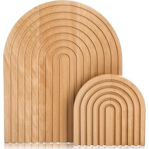 Lot De 2 Planches À Découper Décoratives En Bois D'arc-En-Ciel,Décoration Bohème,Planche À Pain,Planche En Bois De Pin,Étagère Murale,Étagère Photo,Décoration De Table,Planche En Bois De