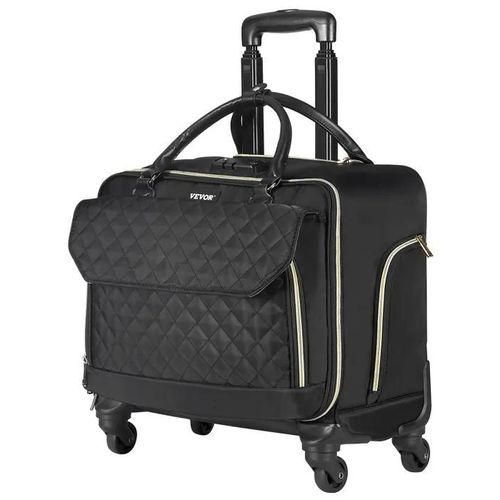 Sacoche pour Ordinateur Portable-VEVOR-17,3 pouces-Mallette à 4 Roulettes PC-Poignée Télescopique-pour Femmes Hommes-Noir et Or