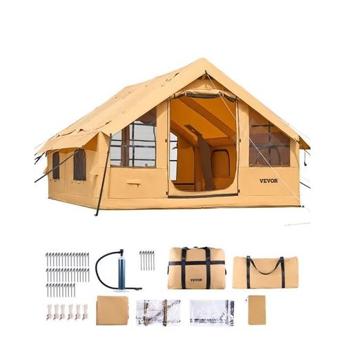 Tente De Camping Gonflable-Vevor-4 X 3 X 2,2 M-Pour 5 À 8 Personnes Avec Pompe À Main, 2 Puits De Lumière